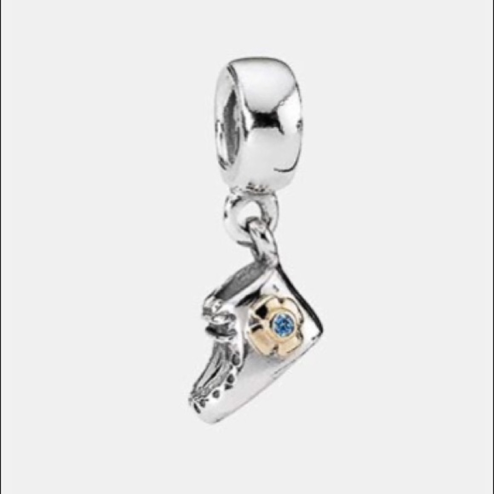Pandora Baby Bootie! Silver, 14k gold & blue CZ